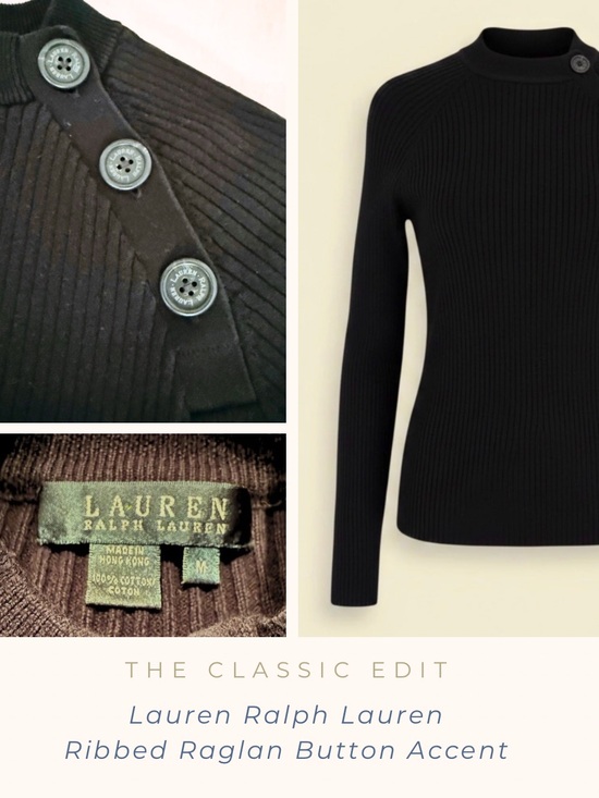 Ralph Lauren Sweaters - Lauren Ralph Lauren | Ribbed Raglan Sweater | Button Shoulder